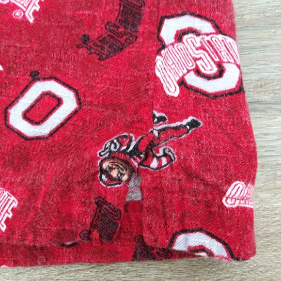 Ohio State Buckeyes Shirt Mens Large Red Short Sleeve Button Down 100% Rayon - Picture 4 of 8